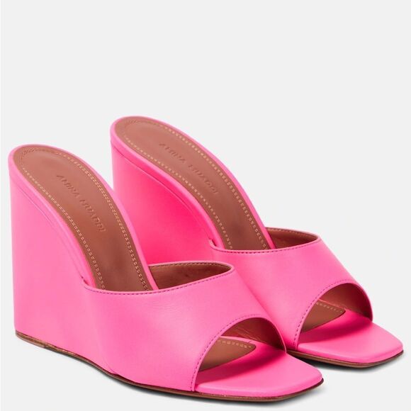 Amina Muaddi Shoes - AMINA MUADDI
Lupita leather wedge mules size 10